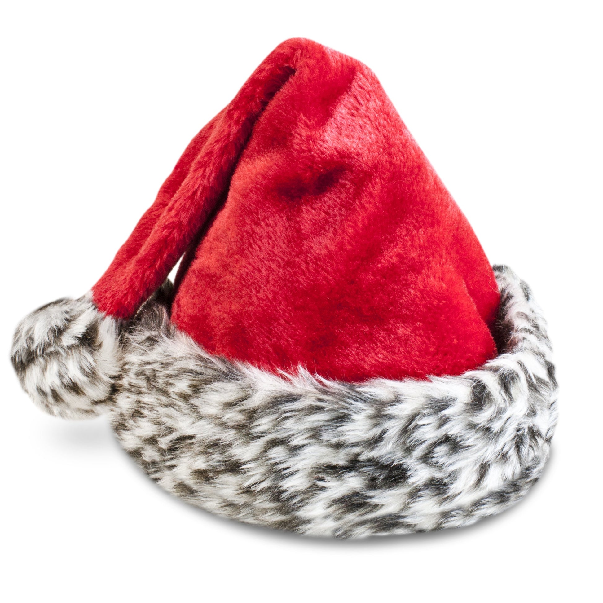 Soft Plush Festive Animal Print Santa Hat 17inch Grey