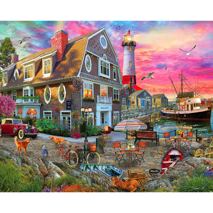 White Mountain 1000 Piece Jigsaw Puzzle Seaside Coastal, Harbor Inn