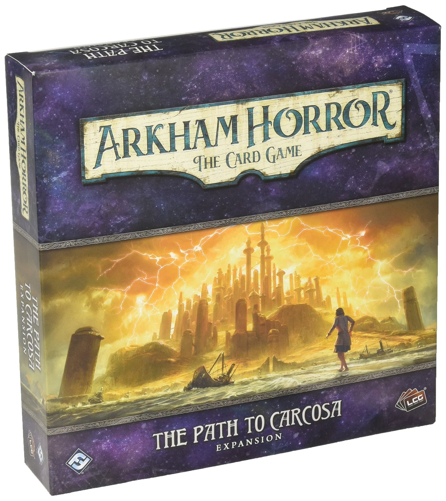 Fantasy Flight Games Arkham Horror The Card Game Path to Carcosa Deluxe EXPANSION - Uncover Madness and Mystery! Cooperative Living Card Game, Ages