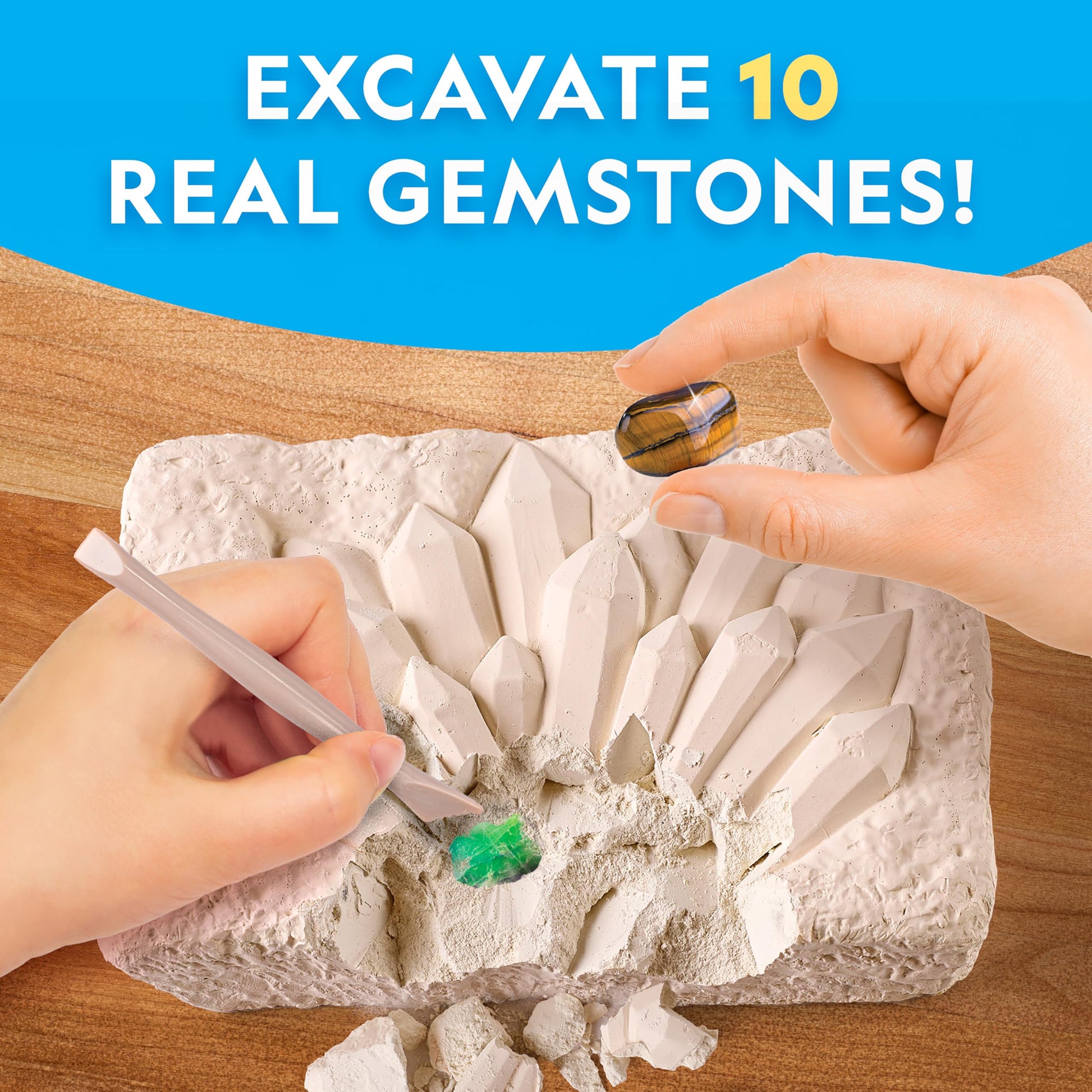 National Geographic Gemstone Dig Kit with 10 Real Gemstones for Kids