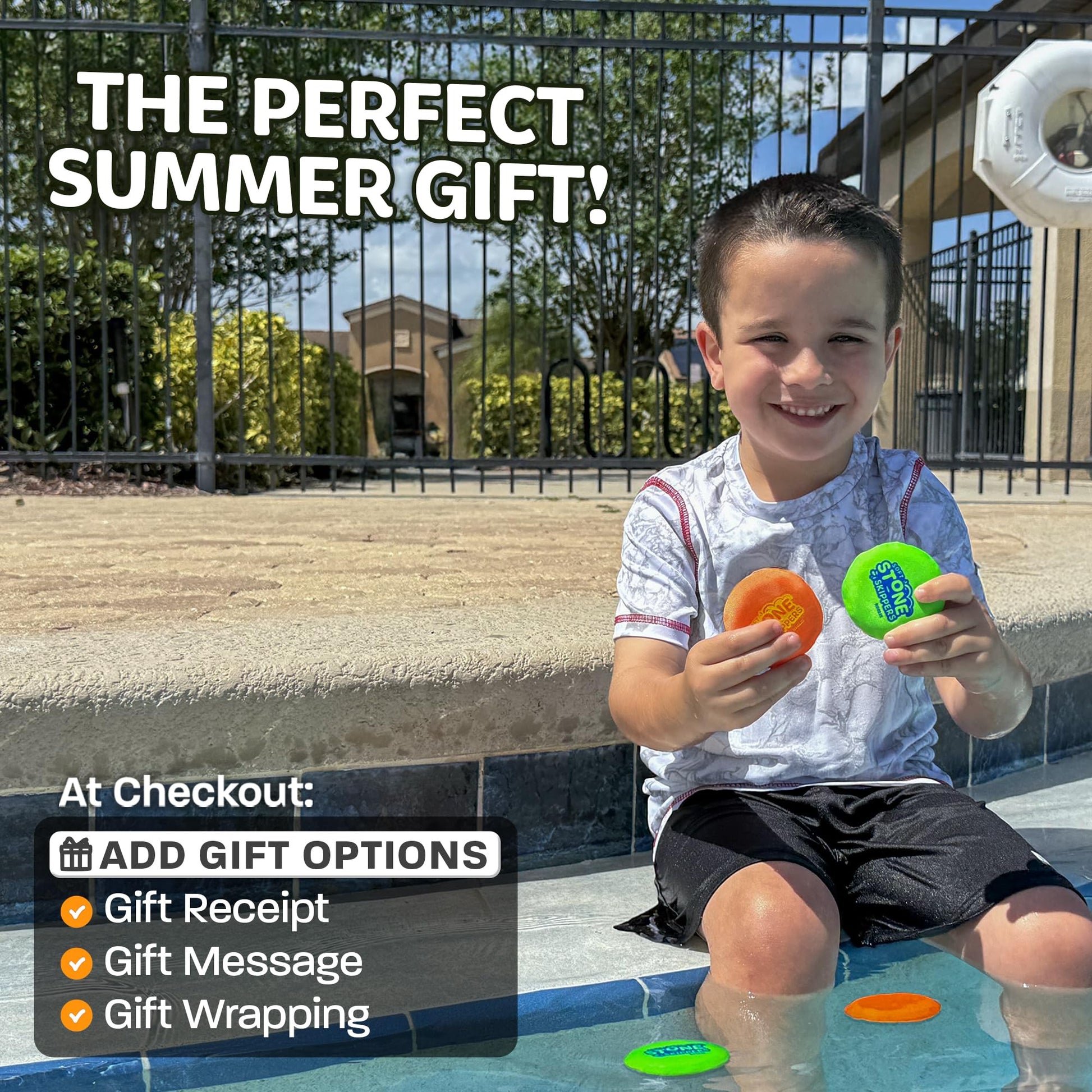 Soft Stone Skippers Game - Fun Pool Toys for Kids All Ages - 4 Pack Water Skipping Discs Set - Beach Games Summer Beach Gifts for Boys & Girls Ages 3
