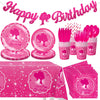 KULUJIA 162-Piece Hot Pink Birthday Tableware Set for 20 Guests