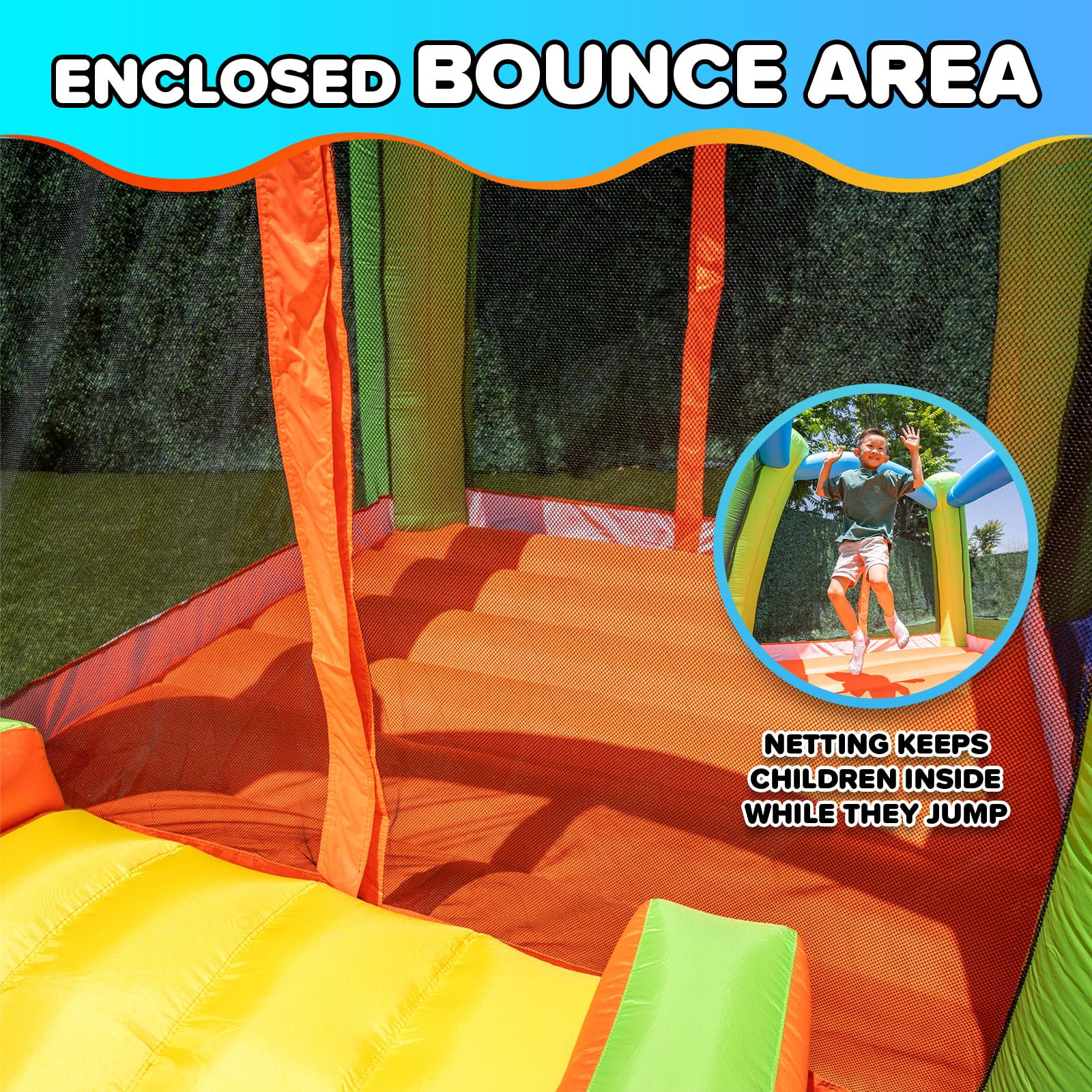 Sportspower My 1st Jump N Play Inflatable Bounce House with Slide & Mesh Shoe Pockets, Large Indoor/Outdoor Bounce for Kids, on 400W Blower