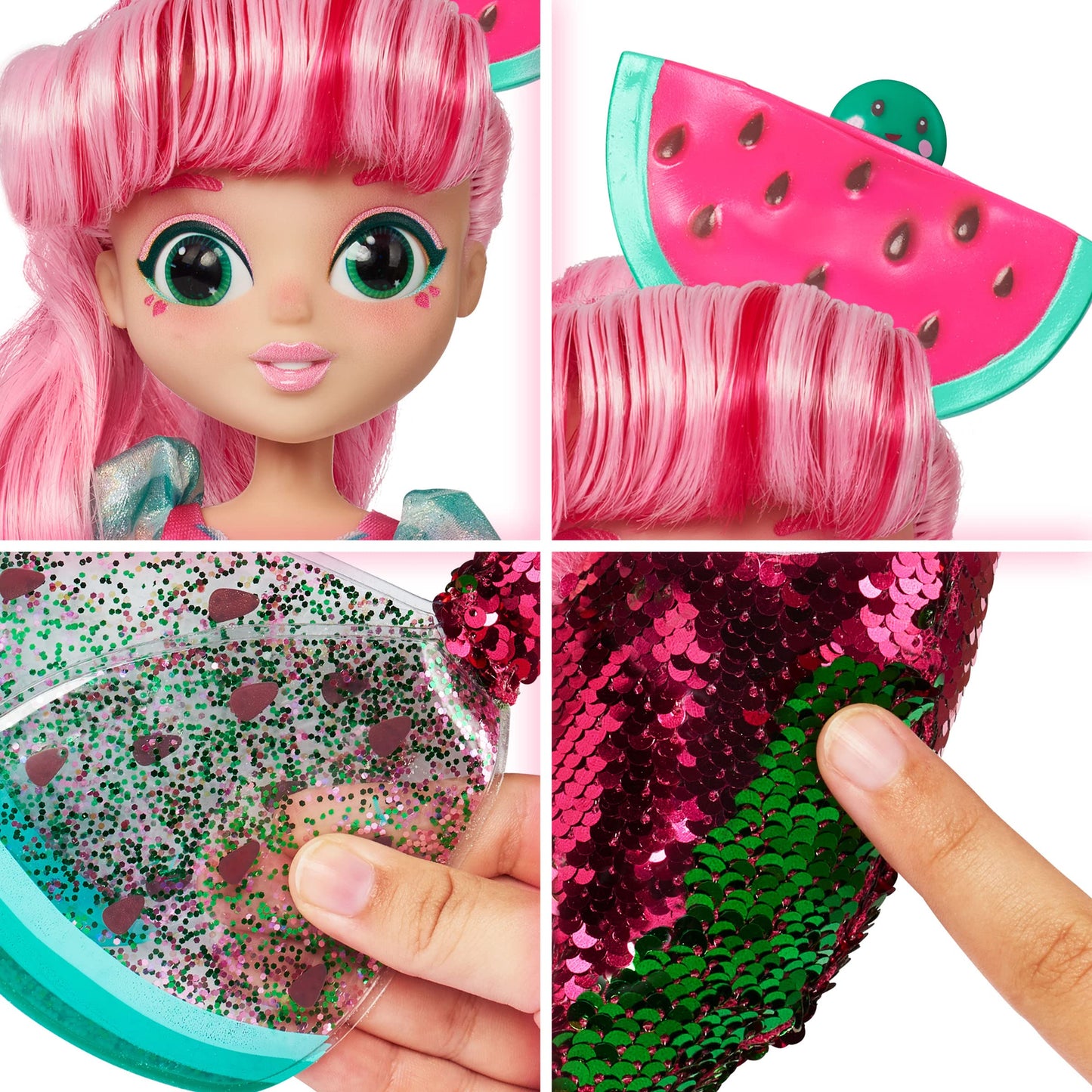 Sunny Days Entertainment Fidgie Friends Watermellow - Mermaid with Flip Sequin Tail | 10.5 Inch Fashion Doll with Fidgets | Sensory Toys for Kids