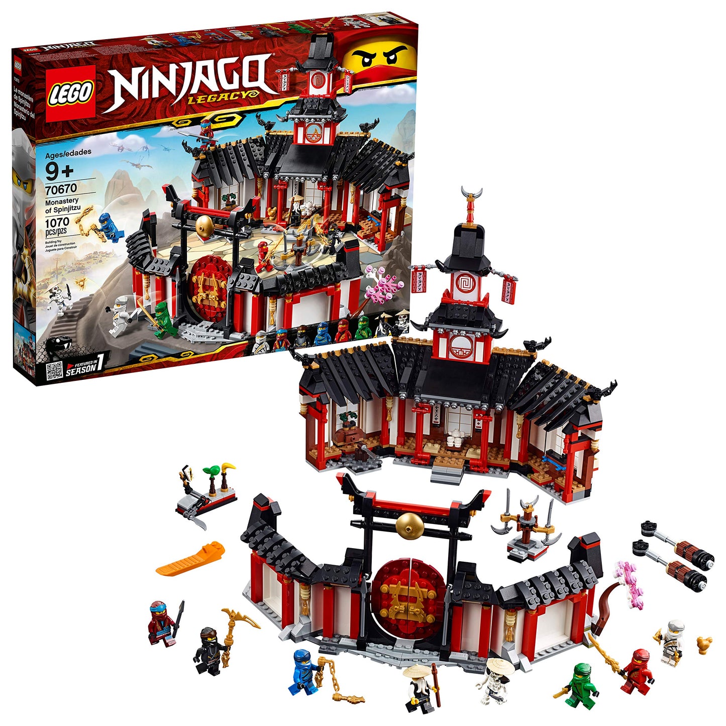 LEGO NINJAGO Legacy Monastery of Spinjitzu 70670 Battle Toy Building Kit Includes Ninja Toy Weapons and Training Equipment for Creative Play (1,070