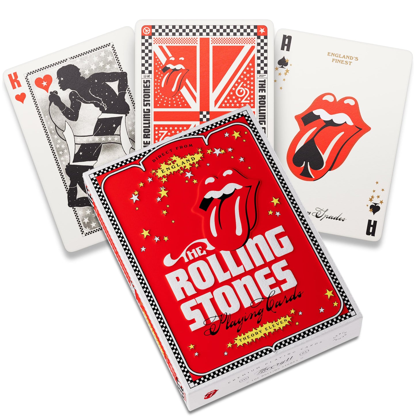 theory11 The Rolling Stones Playing Cards - Rock Music Themed Deck with Custom Aces Jokers Court Cards, Black Collector Style Poker Cards for Fans