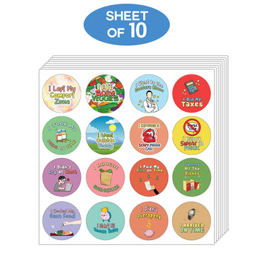 Creanoso Cute Adulting Stickers (10-Sheet) - Assorted Designs for Children - Classroom Reward Incentives for Students - Stocking Stuffers Party Favors