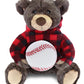 DolliBu Brown Bear Stuffed Animal with Baseball Plush - Soft Huggable Grizzly Bear, Adorable Playtime Teddy Bear Plush Toy, Cute Wild Life Sports Gift