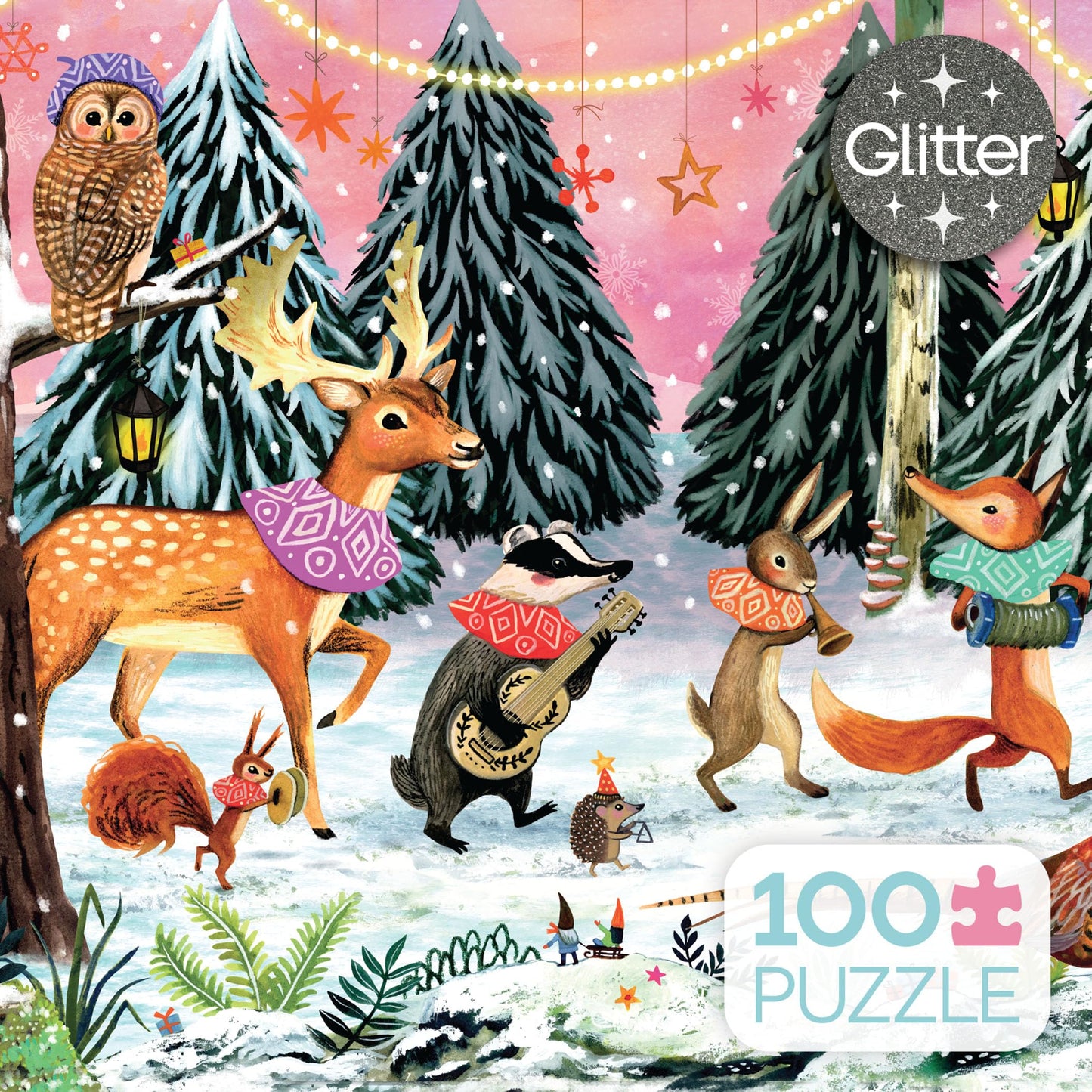 Ceaco - Holiday Woodland Parade Glitter - 100 Piece Jigsaw Puzzle Ages 6+