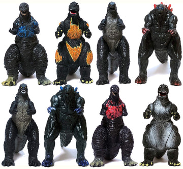 EZFun Set of 8 Godzilla Toys Movable Joint Birthday Kids 2019 Action Figures King of the Monsters Burning Heisei Mecha Ghidorah Pack Plastic Mini