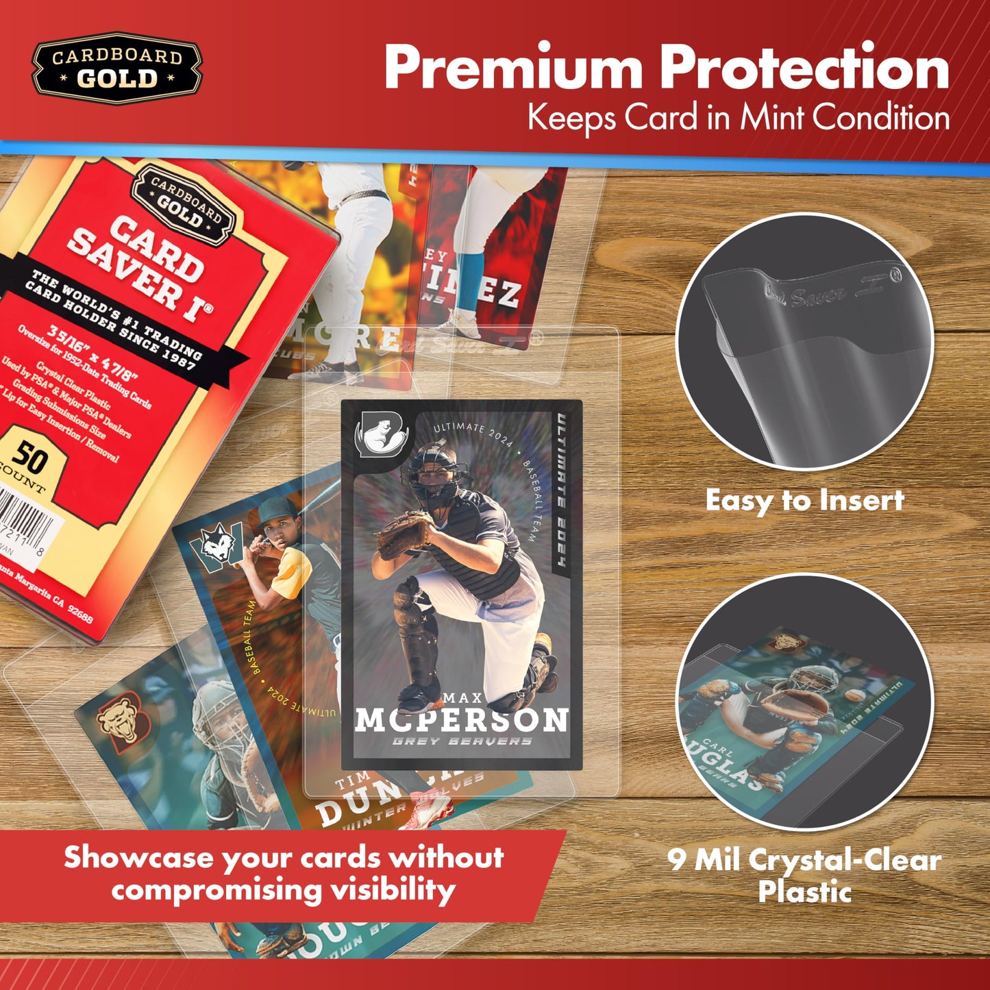 Cardboard Gold Card Saver 1-200 Count - Semi Rigid Card Holder, Trading Card Protectors - PSA-Approved Cardsaver for Baseball, Trading, Sports Cards