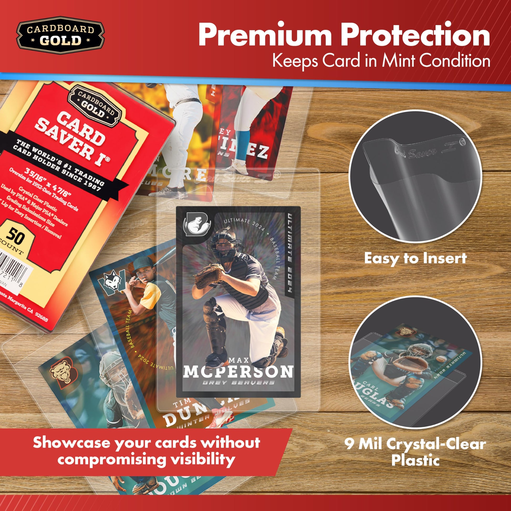 Cardboard Gold Card Saver 1-200 Count - Semi Rigid Card Holder, Trading Card Protectors - PSA-Approved Cardsaver for Baseball, Trading, Sports Cards