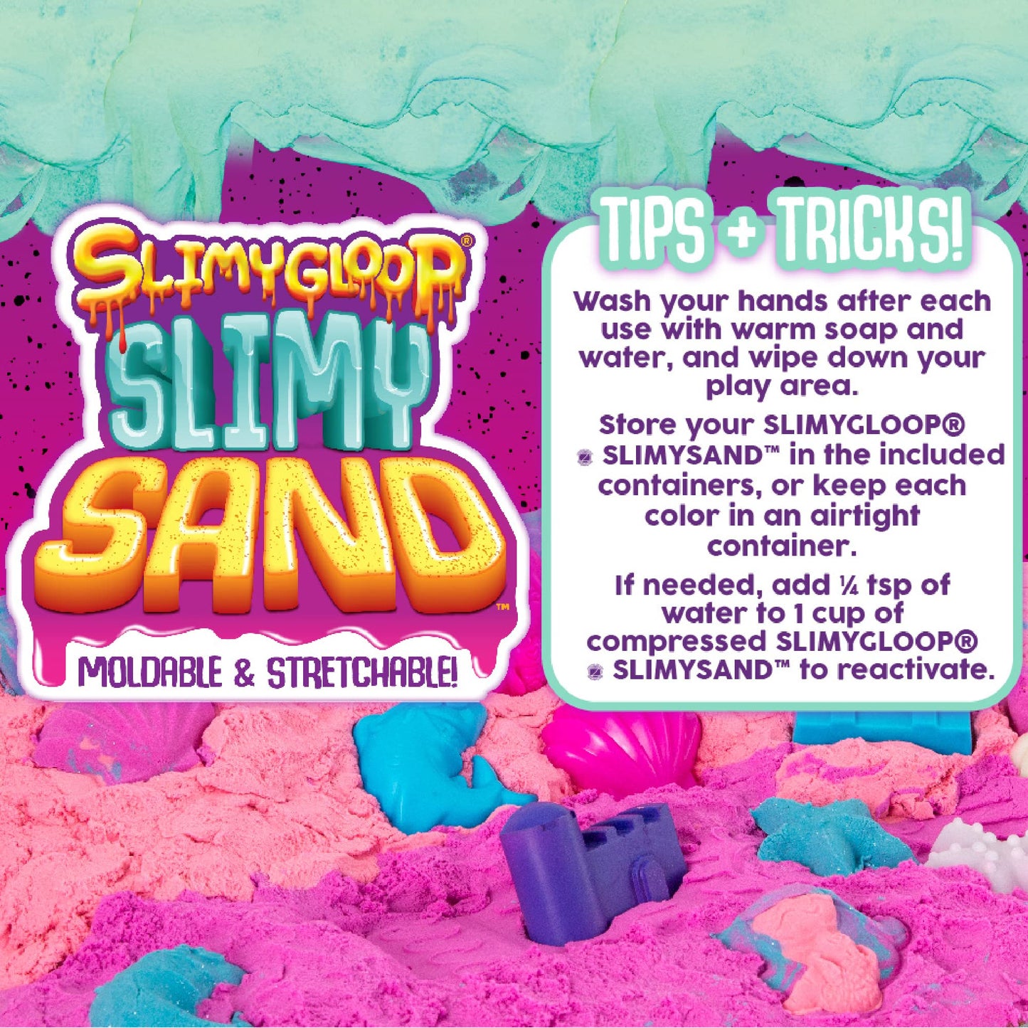 SLIMYSAND Watermelon SLIMYGLOOP Slimy Sand 1.5 lb. Bucket - Pink & Neon Green Scented Bucket for Kids Ages 3+