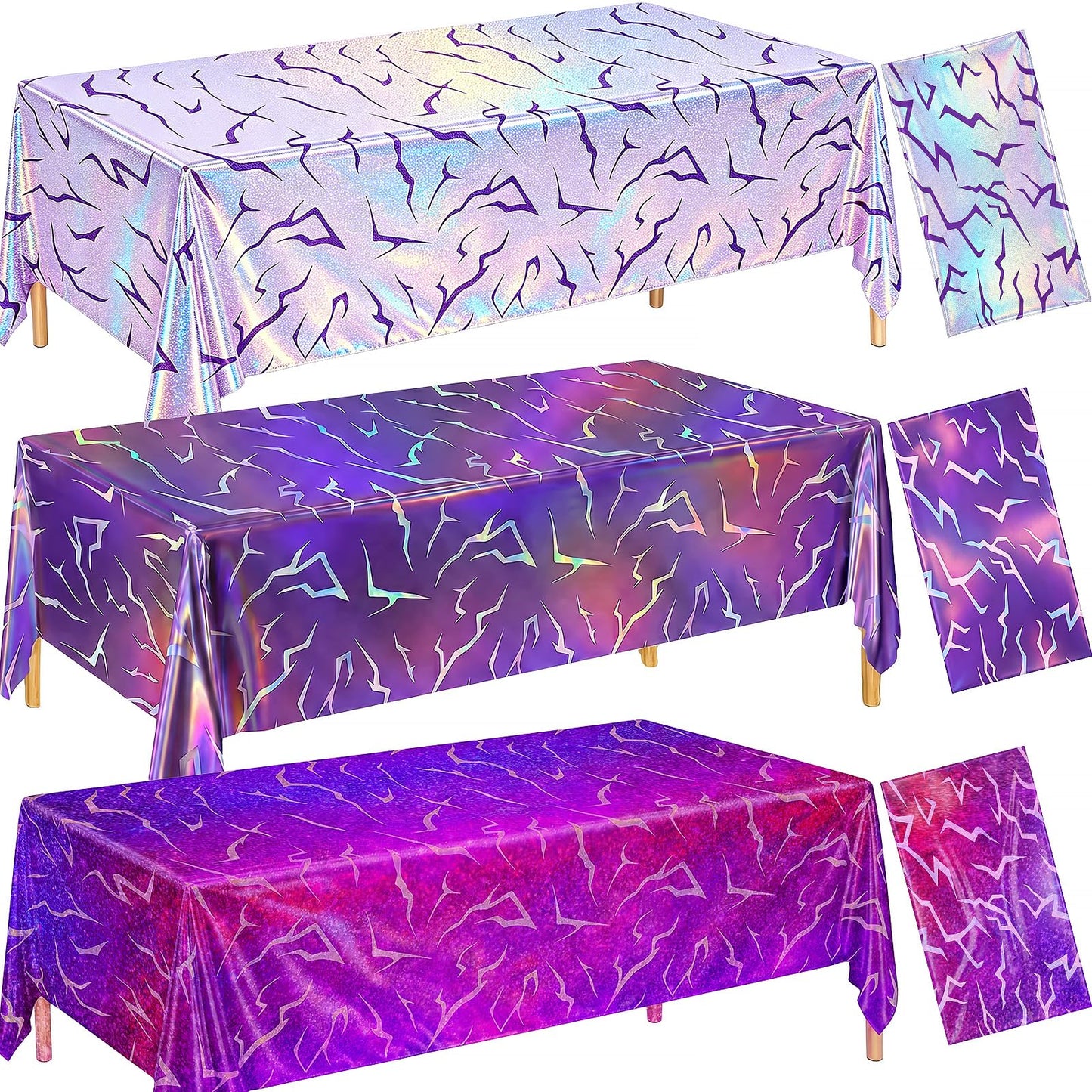 Fufuddz 3 Pack Rumi Birthday Decor Kpop Pink Tablecloth and Purple Plastic Tablecloth, 54"x108" PE Waterproof Tablecloth, Plastic Table Cloth