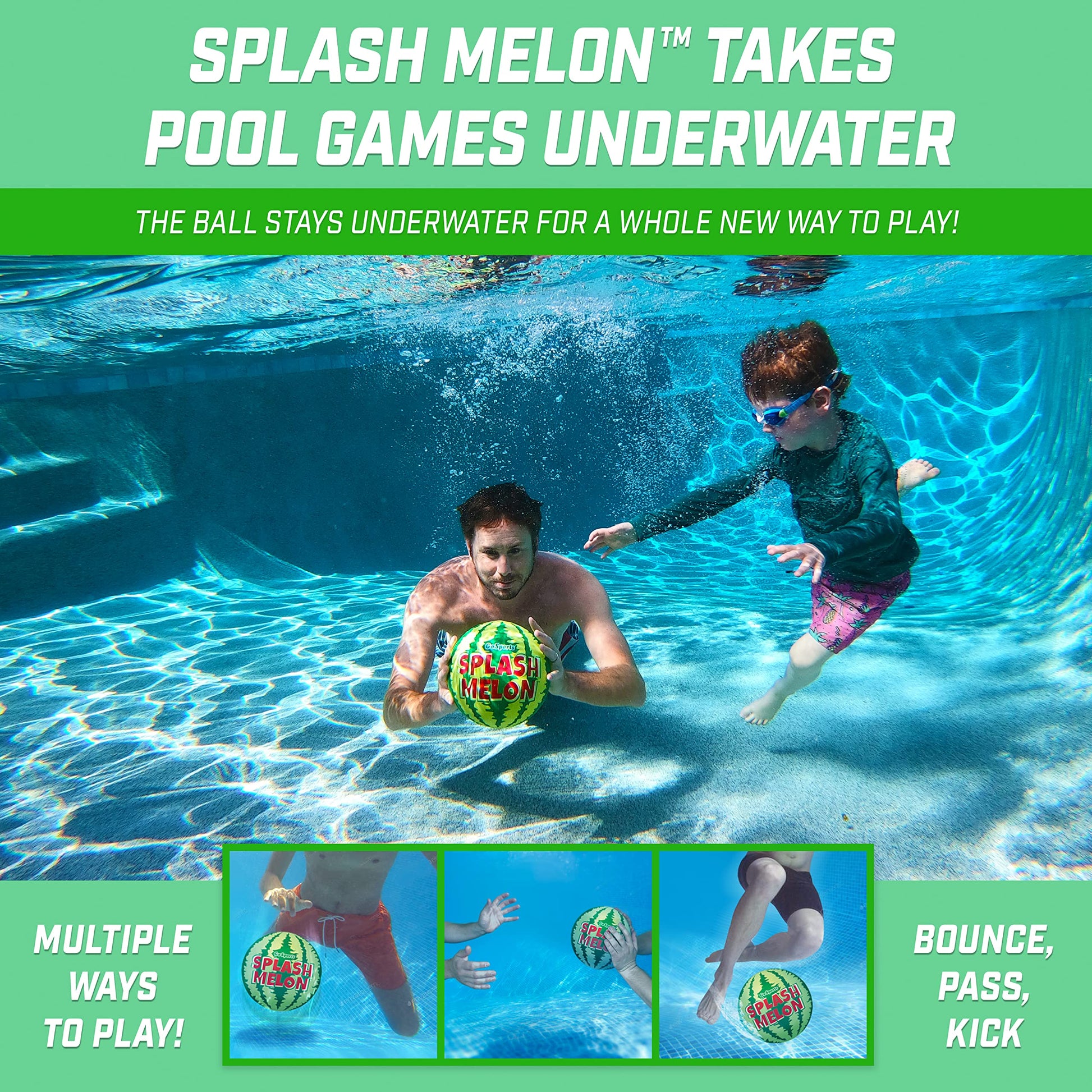 GoSports Splash Melon Pool Ball Party Toy - Includes Two 9 Inch Watermelons, Hose Fill Adapter, and 3 Needles
