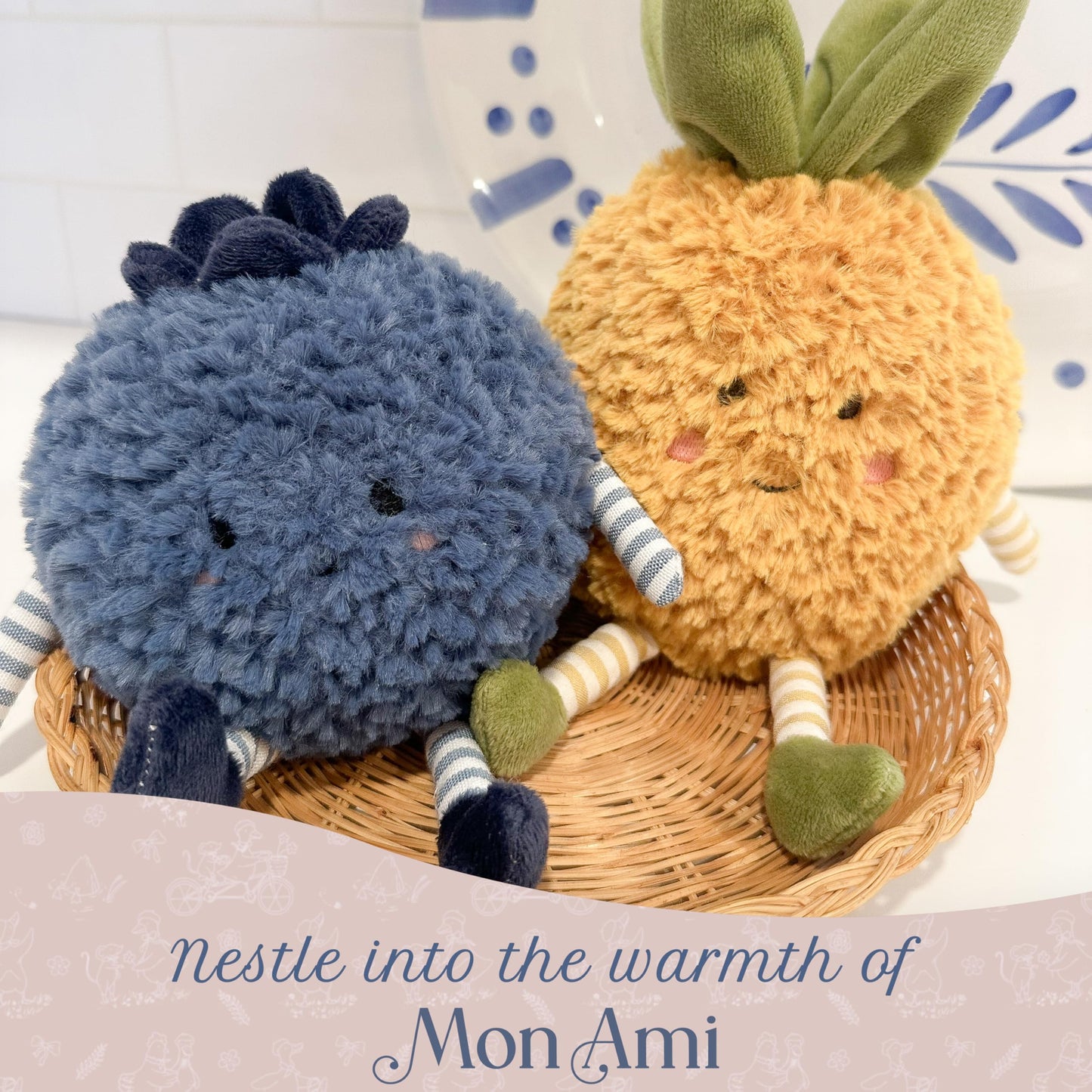MON AMI Blue Berry Fruit Plush Toy, 7-Inch Soft Blueberry Stuffed Gift