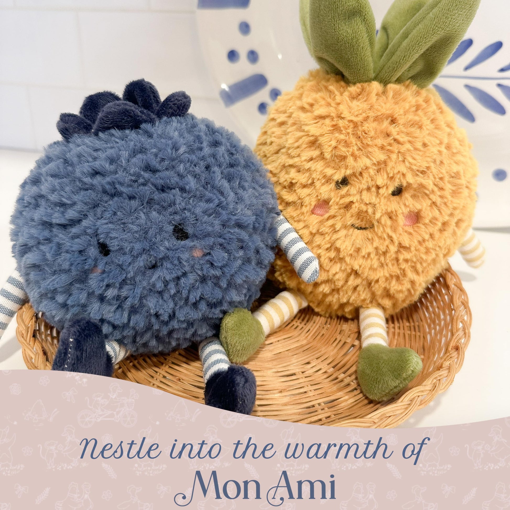 MON AMI Blue Berry Fruit Plush Toy, 7-Inch Soft Blueberry Stuffed Gift