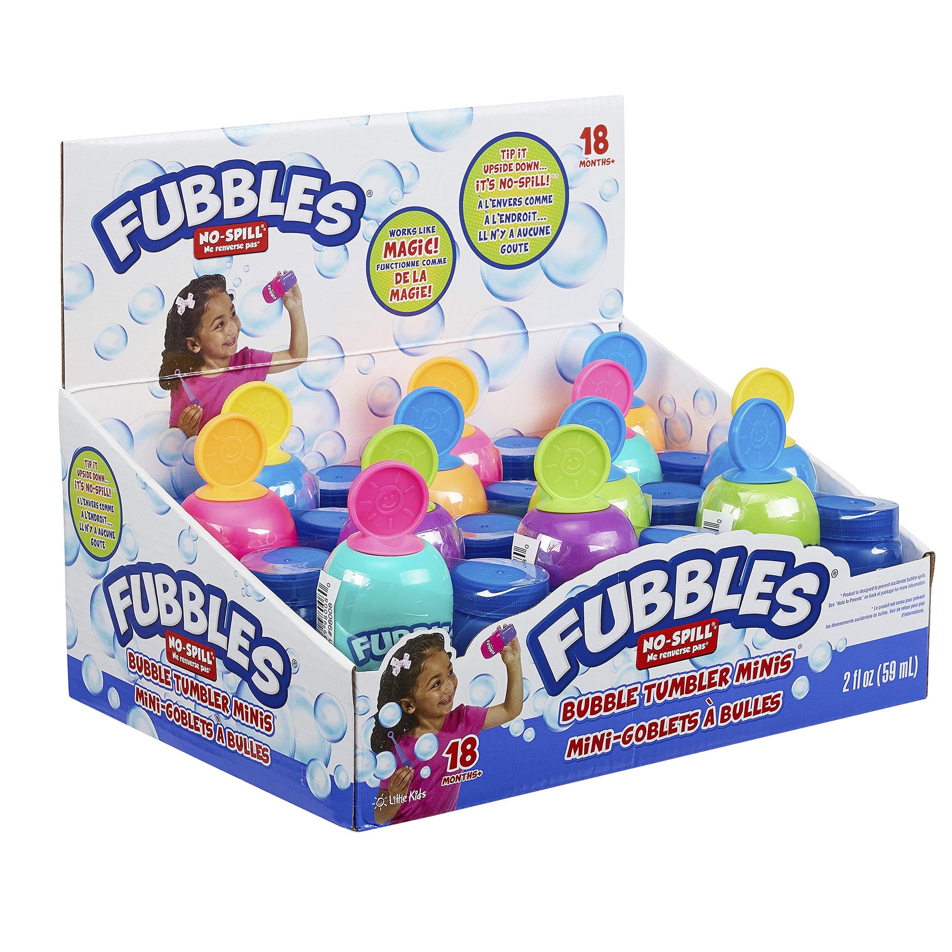 Fubbles Bubbles No Spill Bubble Tumbler Minis Party Favor 12 Pack | Bubble Toy for Babies Toddlers and Kids of All Ages | Includes 2oz Bubble Solution