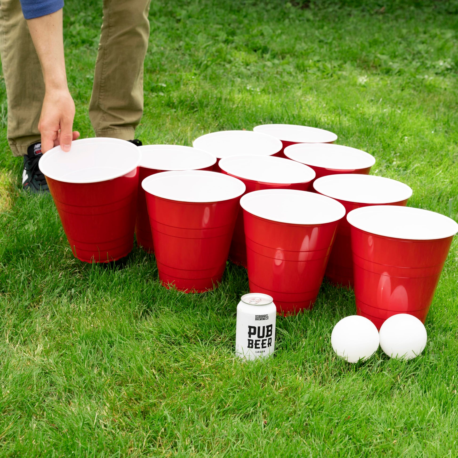 True Giant Beer Pong Set Includes 20 Cups (110 oz Each) and 4 Sphere Balls, Indoor & Outdoor Party Essentials, Beach and Yard Games for Adults