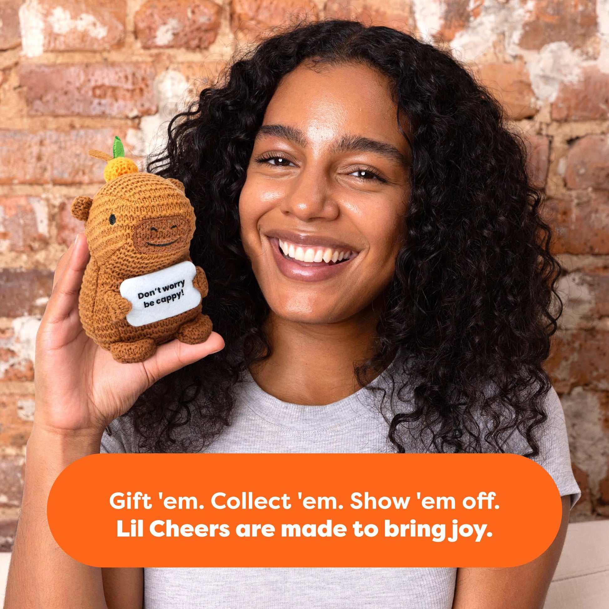Lil Cheers Capybara By Relatable, The Uplifting Crochet Plush Friends Spreading Good Vibes, Perfect Plushies and Stuffed Animals to Gift for Kids