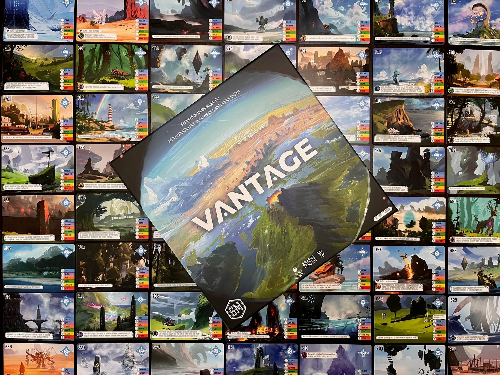 Stonemaier Games: Vantage by Jamey Stegmaier | Cooperatively Explore an Entire Planet from First-Person Perspective | Strategy Board Game for Adults