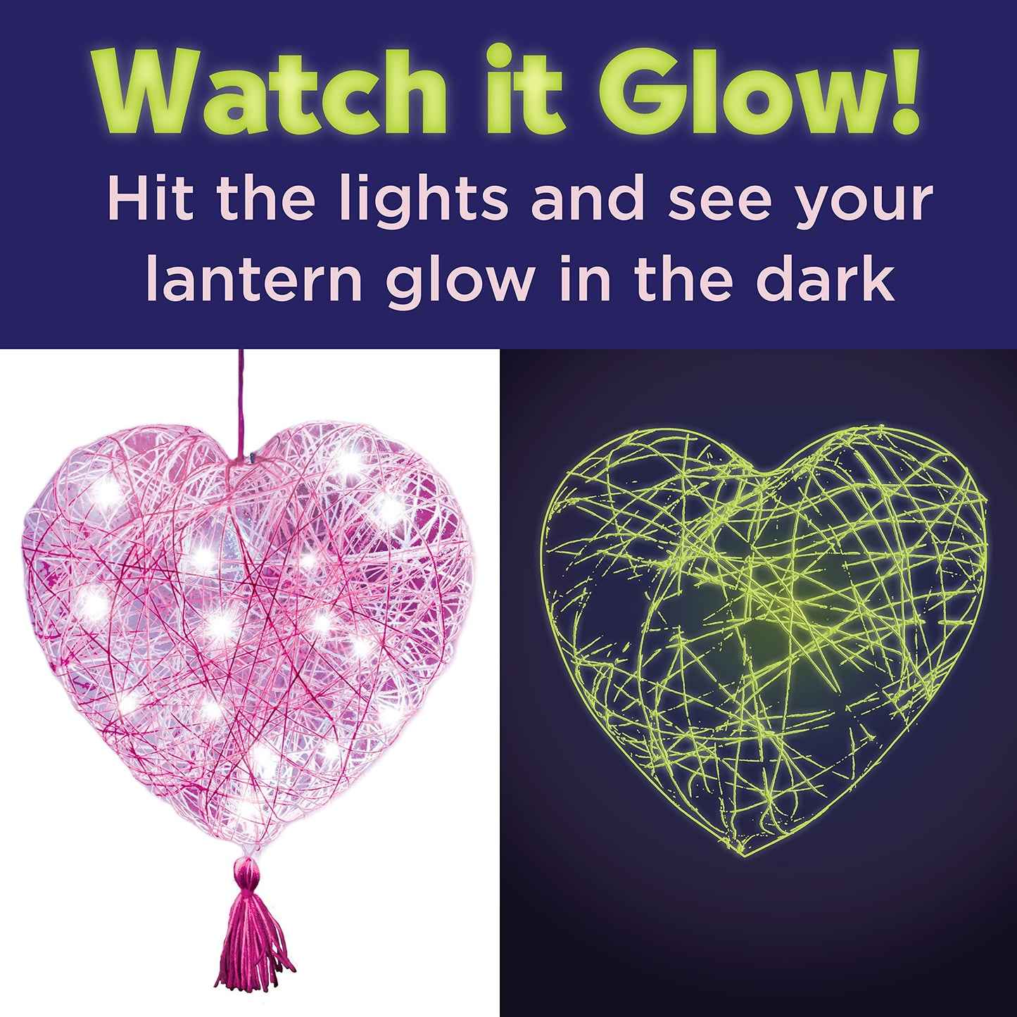 Creativity for Kids String Art Heart Light Kit | Create a Glowing Heart Lantern with Easy String Art | Relaxing DIY Craft & Mindful Activity for Kids
