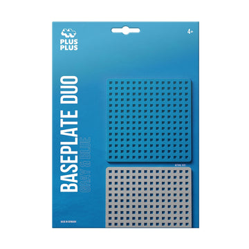 PLUS PLUS Baseplate Duo, Gray and Blue - Base Accessory for Building and Displaying Creations, 4.5 X 4.5 inches, Construction Building Stem Toy