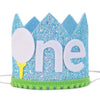Boys Golf 1st Birthday Party Hat - Cake Smash Hat, Light Blue Stripes, Golf Cart Decal, Our Little All Star, Tee Time Pack