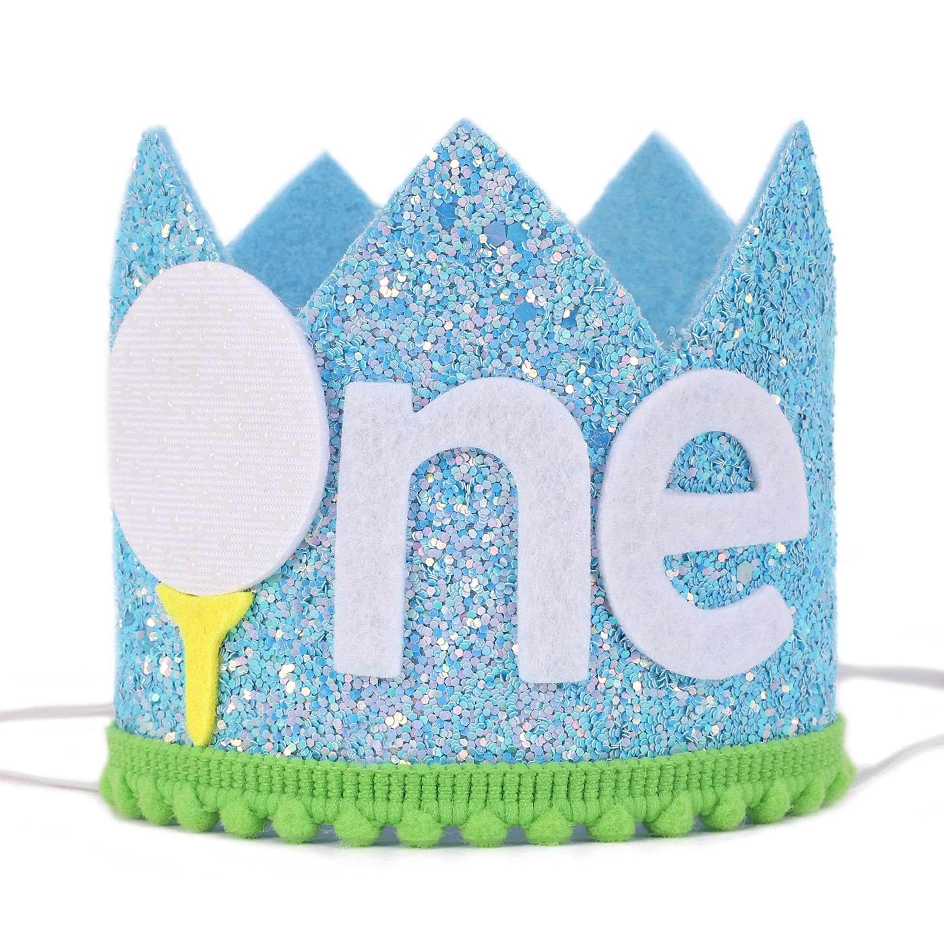 Boys Golf 1st Birthday Party Hat - Cake Smash Hat, Light Blue Stripes, Golf Cart Decal, Our Little All Star, Tee Time Pack