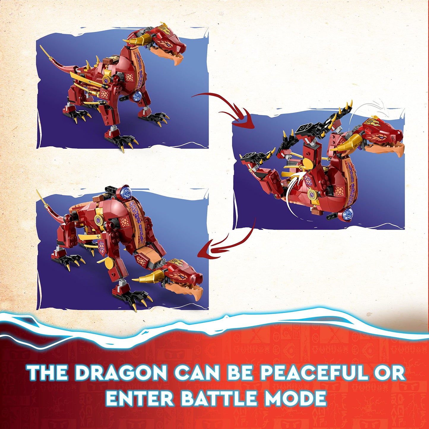 LEGO Ninjago 71793 Fire Heatwave Dragon, Toy Blocks, Present, Ninja, Carrot, Boys, 8 Years Old and Up