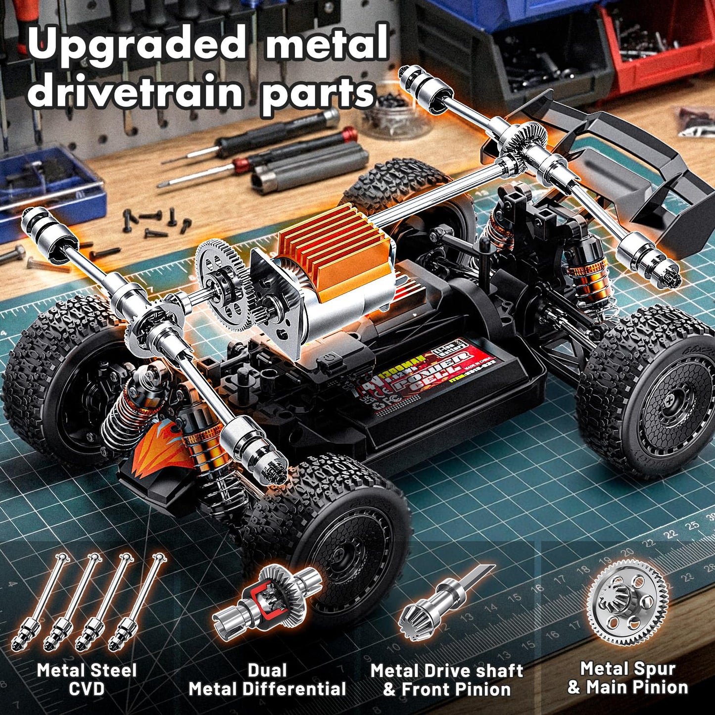 RC Cars 1:18 High-Speed RC Off-Road Truck for Adults & Boys,36KM/H RC Car with Metal Drivetrain, Dual Rechargeable Batteries, Splash-Proof