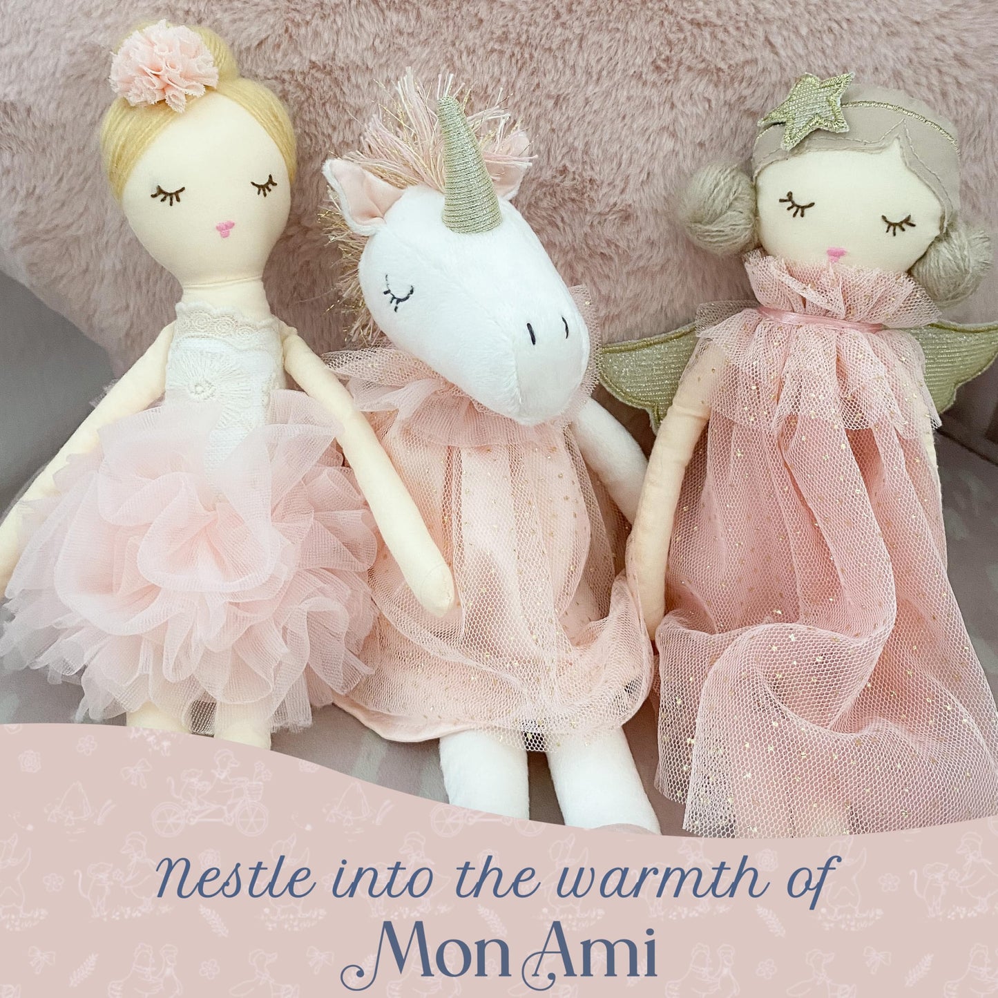 MON AMI Unicorn Stuffed Doll, 12-Inch White Soft Cuddly Plush Animal Toy