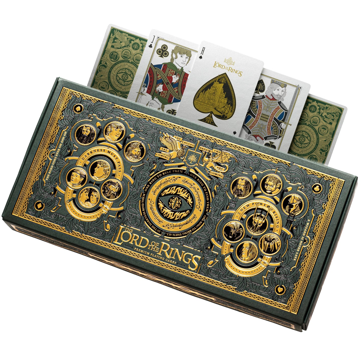 theory11 Lord of the Rings Playing Card Box Set - 4 Decks with Standard & Gold Foil Editions, Middle Earth Map Box, Movie Theme Poker Cards for Magic
