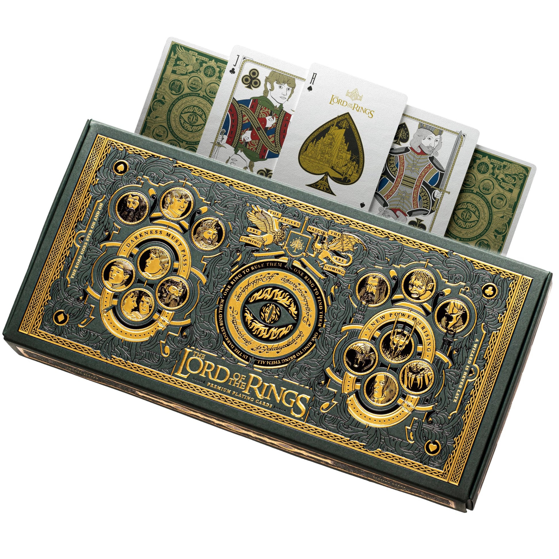 theory11 Lord of the Rings Playing Card Box Set - 4 Decks with Standard & Gold Foil Editions, Middle Earth Map Box, Movie Theme Poker Cards for Magic