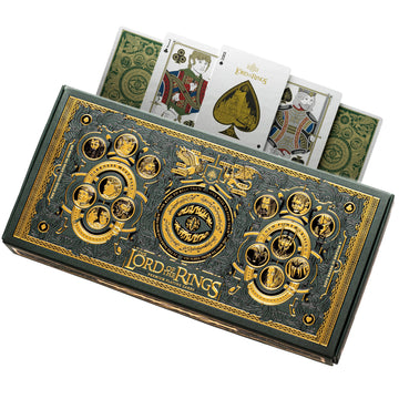 theory11 Lord of the Rings Playing Card Box Set - 4 Decks with Standard & Gold Foil Editions, Middle Earth Map Box, Movie Theme Poker Cards for Magic