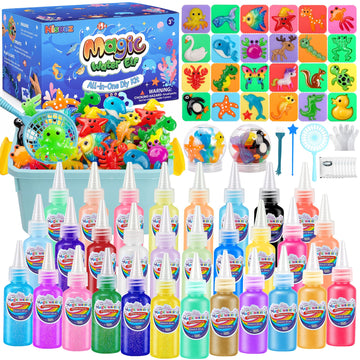 Nisuez Magic Water Elf Toy Kit with 30 Color Gels & 24 Molds, DIY Water Gel Making Kit, Make Your Own Squishies & Water Pets, Sensory Craft Kit