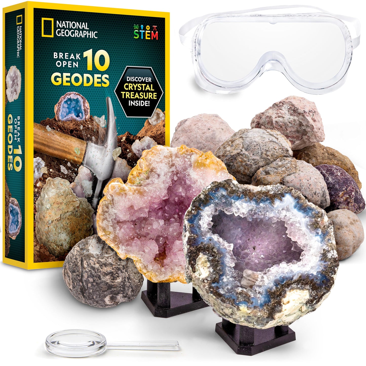 National Geographic Break Open 10 Premium Geodes for Kids Ages 8-12