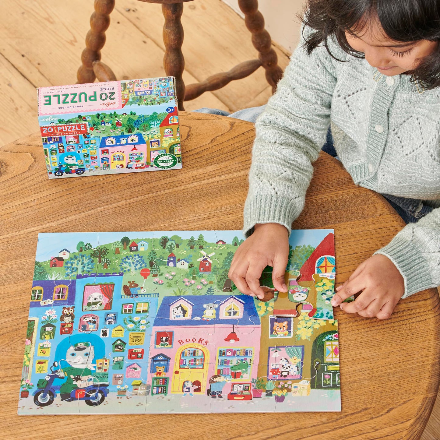 eeBoo Yumi's Village 20 Giant Piece Children's Puzzle, 15" x 11"