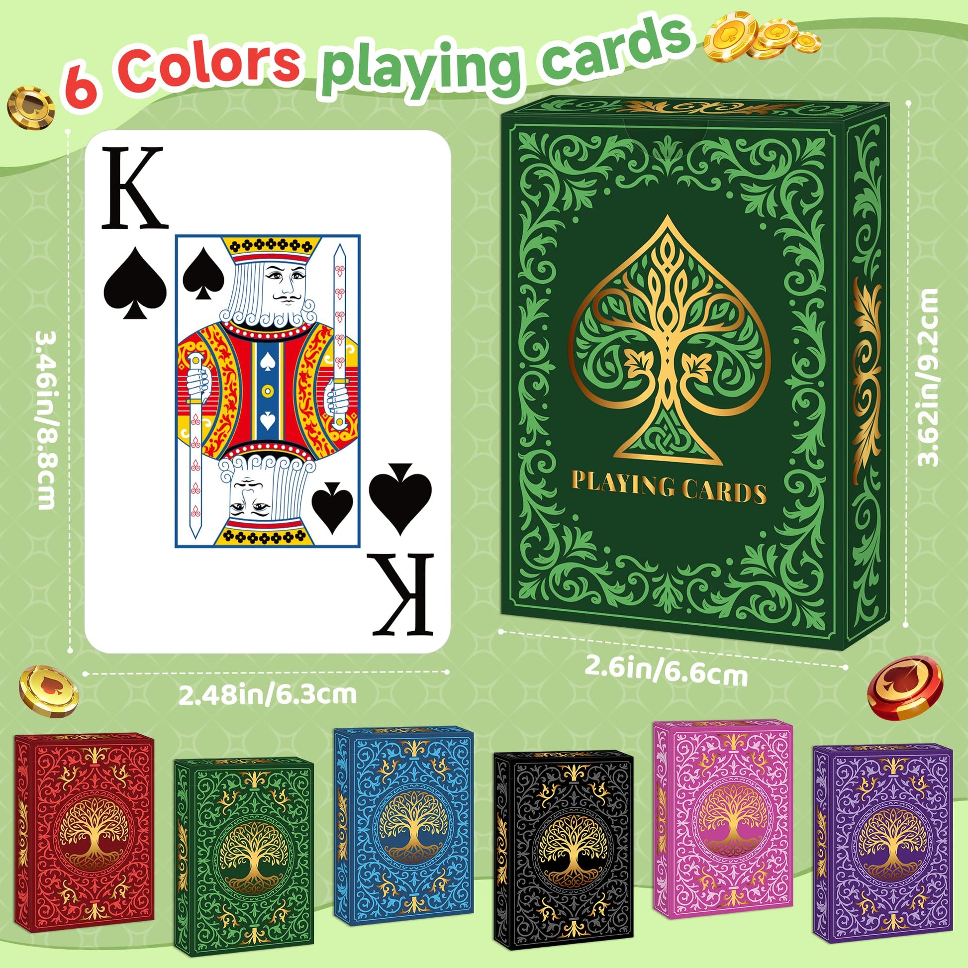 Playing Cards 6 Pack, 6 Decks of Cards, Playing Cards Bulk, Large Print Playing Card for Family Game