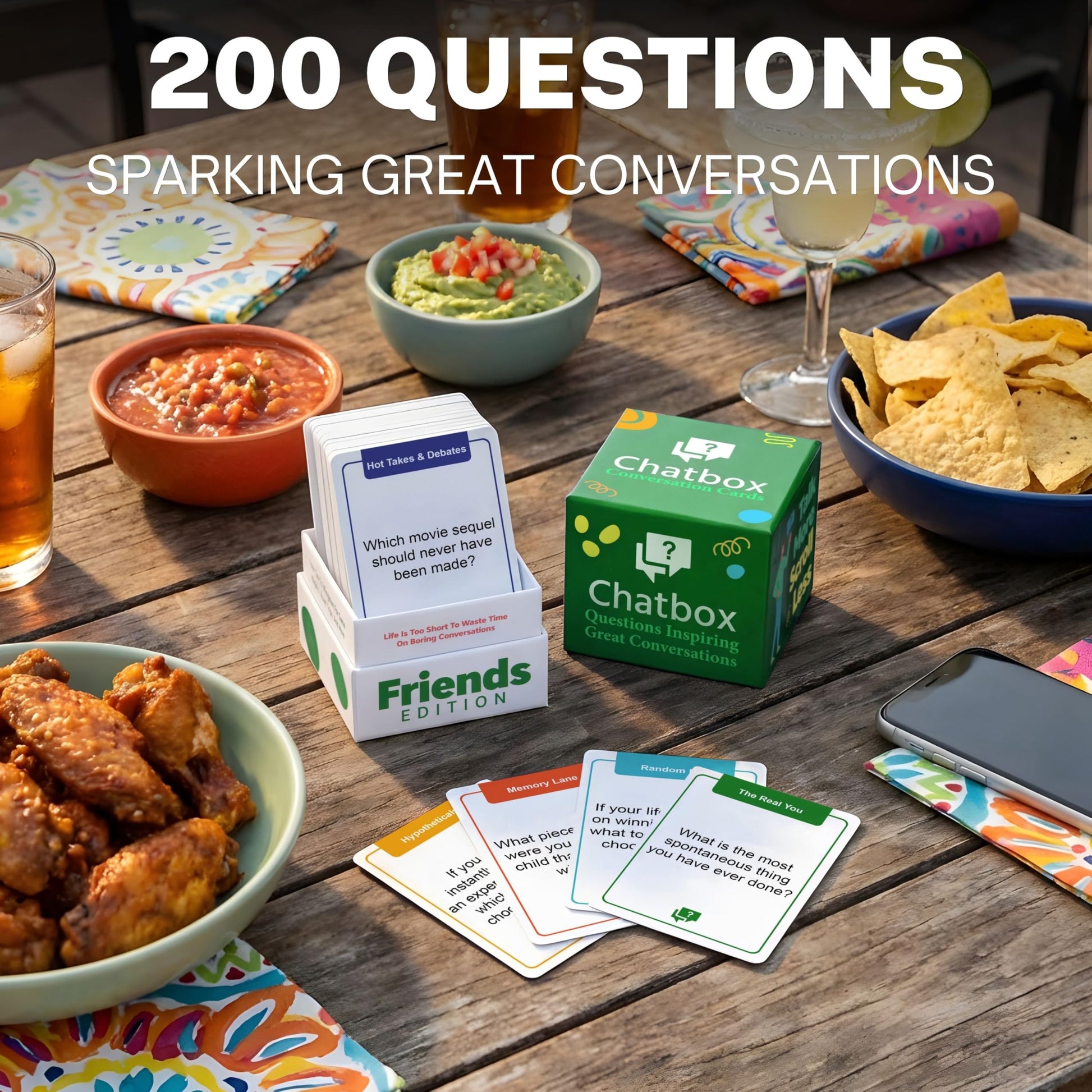 Chatbox Friends Edition Conversation Card Game for Adults and Teens 15+, Fun Party and Travel Game with Thought Provoking Questions, Group Table Game