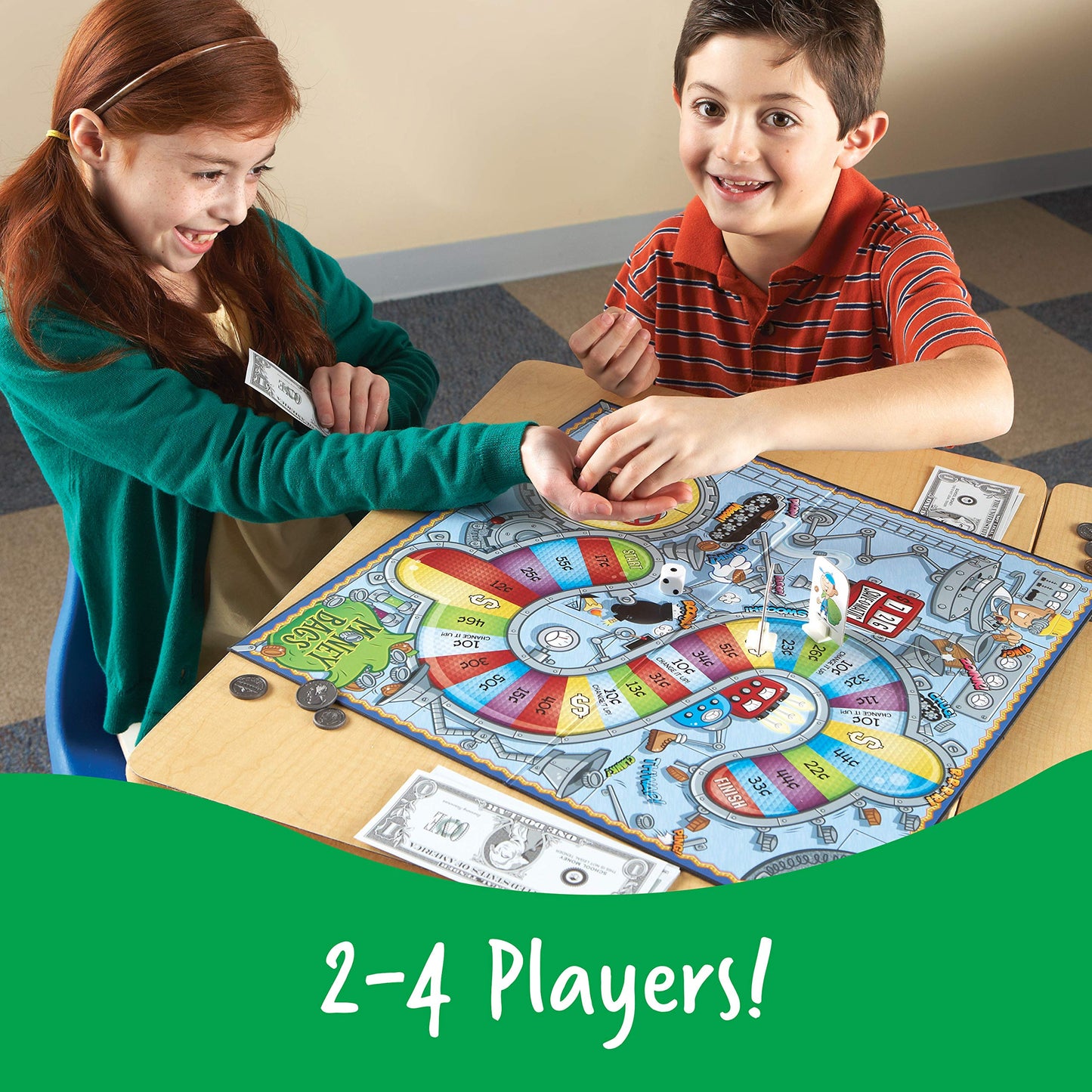 Learning Resources Money Bags Coin Value Game - Classroom Math Games, Financial Literacy for Kids, Play Coins for Kids, Counting Games, Money Board