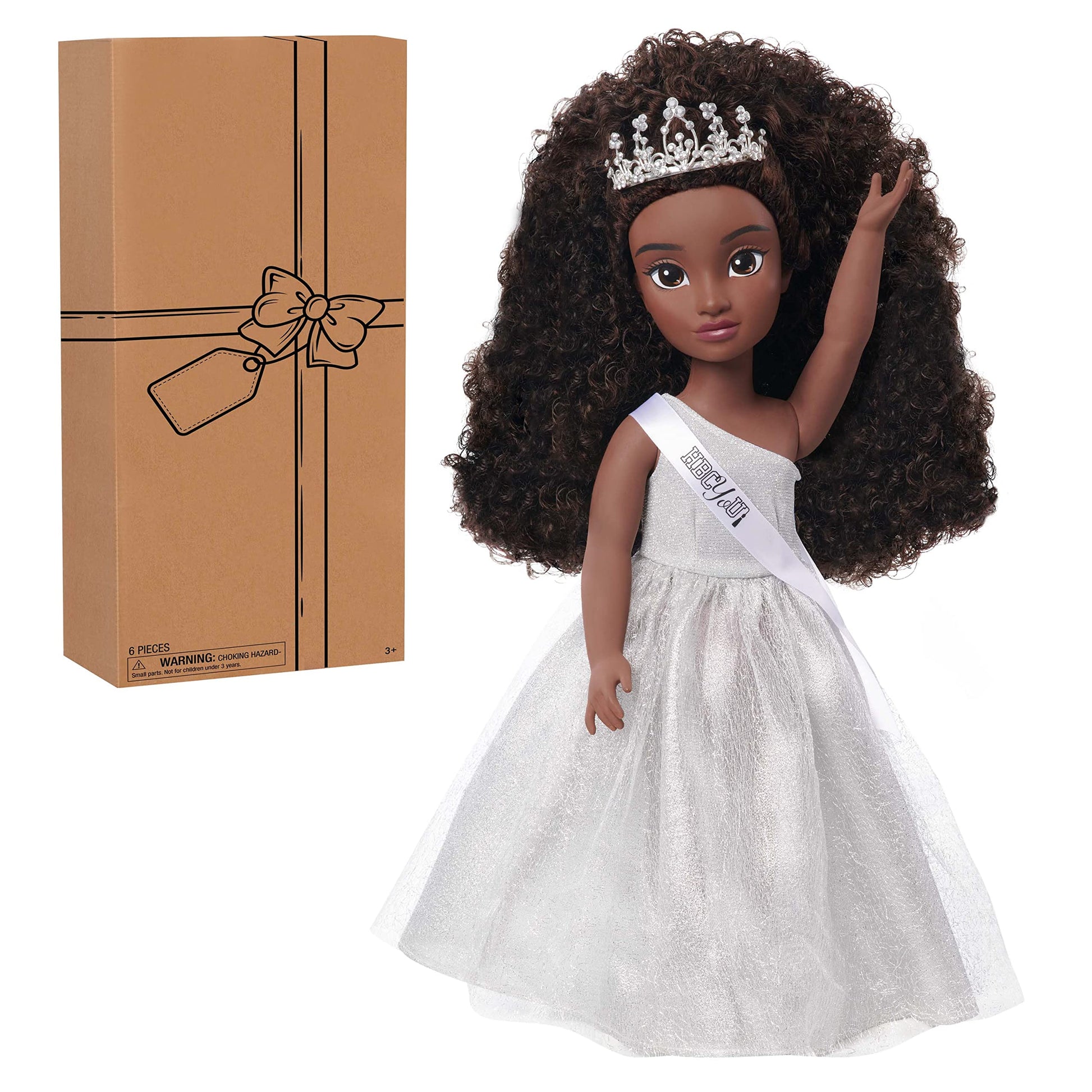 Just Play HBCyoU Homecoming Queen Doll Nicole, 18-inch Doll & Accessories, Curly 4A Textured Hair, Deep Brown Skin Tone, Designed and Developed by