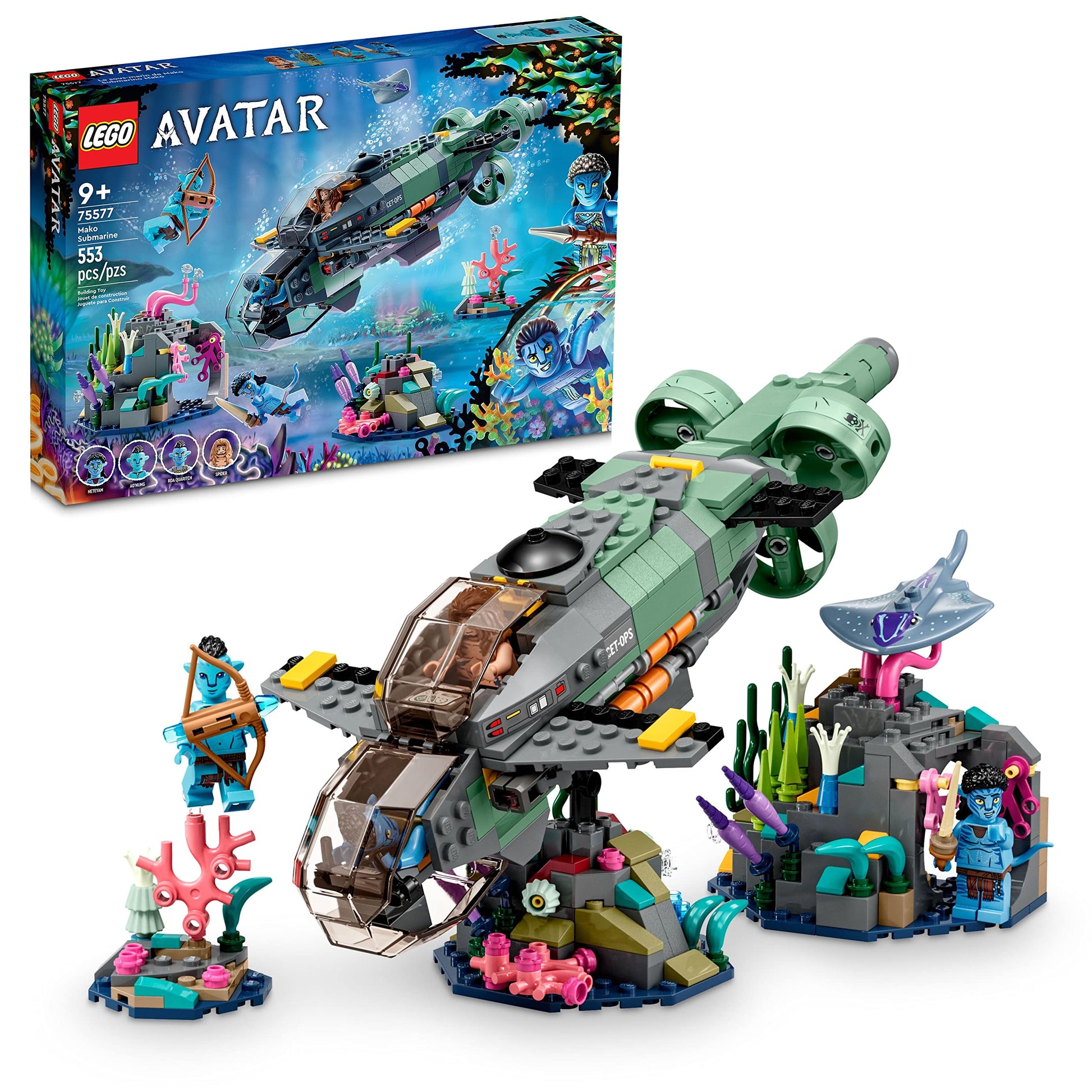 LEGO Avatar: The Way of Water Mako Submarine 75577 Buildable Toy Model, Underwater Ocean Set with Alien Fish and Stingray Figures, Movie Gift for Kids