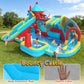 Inflatable Bounce House with 750W Blower, 10 in 1 Double Water Slide Bouncy Castle for Kids 3-10, Splash Pool, Water Gun, Climbing Wall, Toy Stand