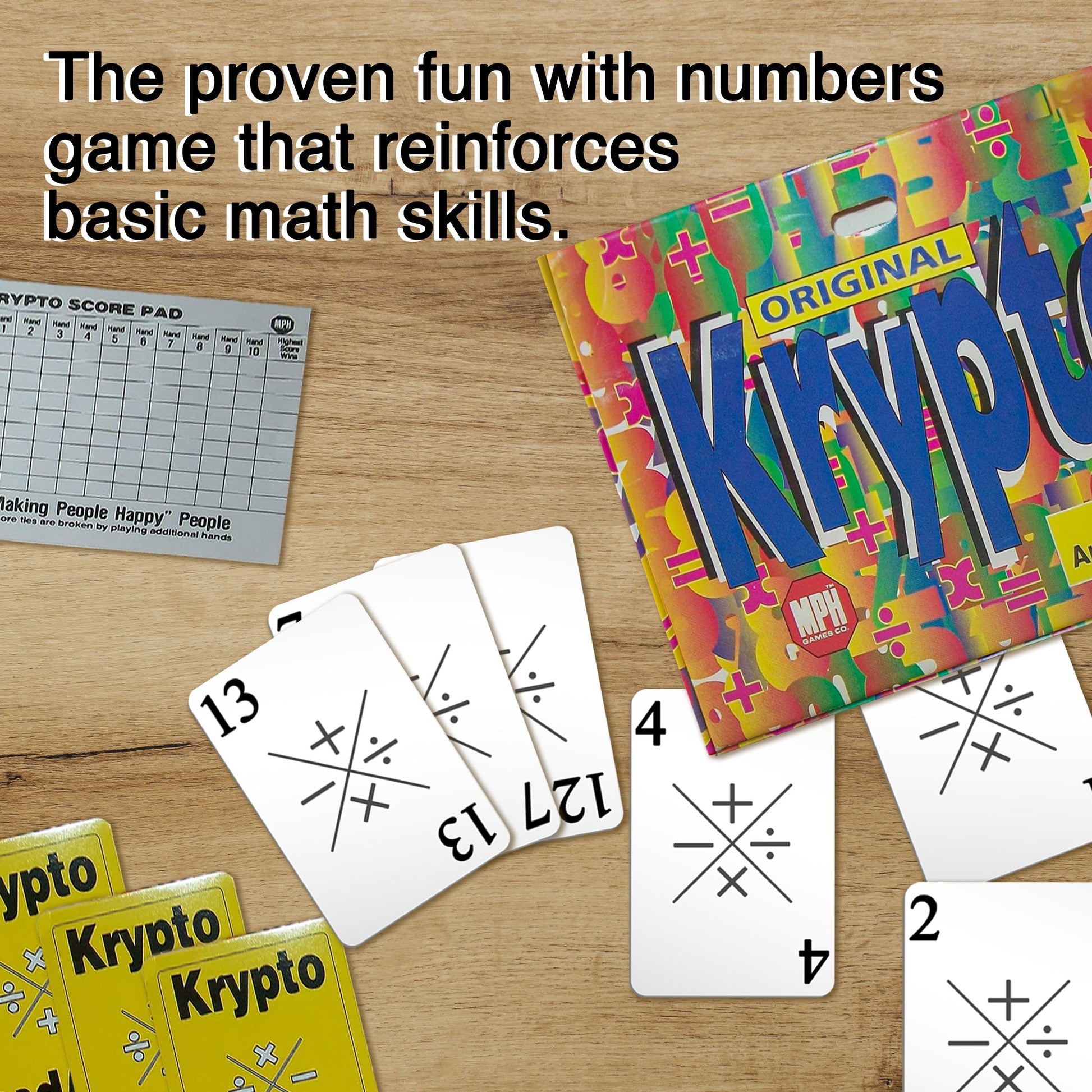 Krypto Original Arithmetic Game - Card Game of Multiplication Division, Addition, Subtraction