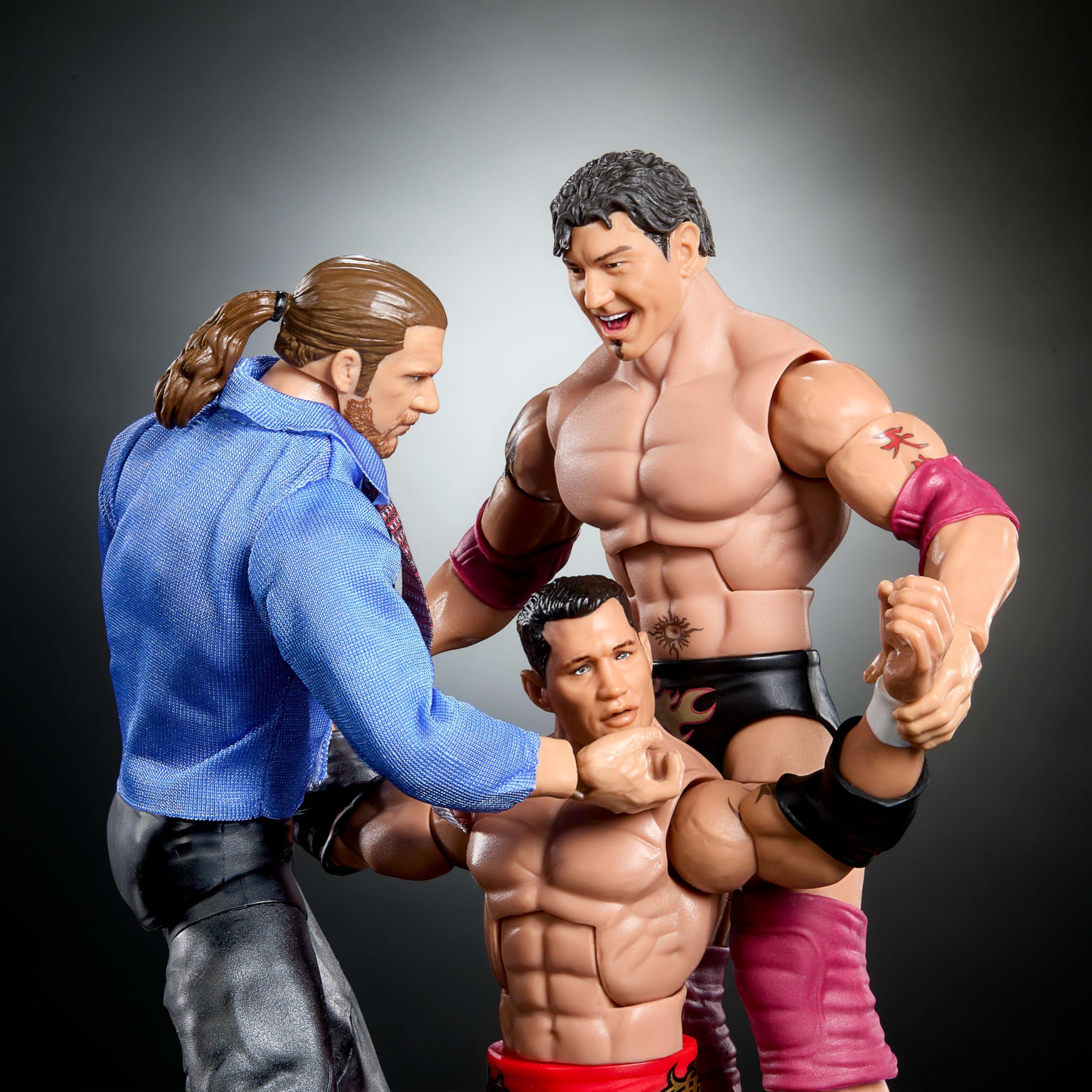Mattel WWE Elite Evolution 3-Pack Action Figures & Accessories Sets, 6-inch Collectibles with Swappable Parts, Includes Triple H, Randy Orton