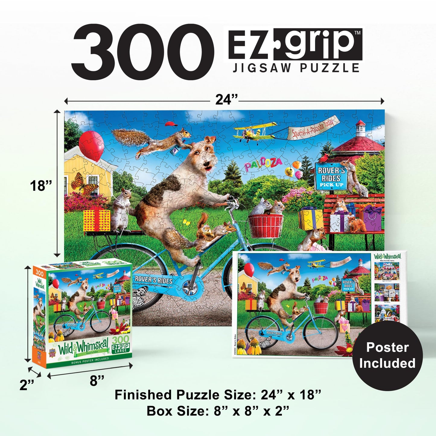 MasterPieces 300 Piece EZ Grip Jigsaw Puzzle for Adults, Family, Or Youth - Rovers Rides - 18" x 24"