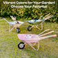 ROBOTIME Kids Wheelbarrow with Gardening Set - Metal Wheelbarrow Toddler Outdoor Play Toy with Garden Tools, Watering Can & Plant Labels, Pretend Play