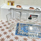SAMCAMI Dollhouse Furniture, Transparent Acrylic Dining Table with Chairs for 1/12 Scale Dollhouse Kitchen, Cake Topper (1 Dining Table with 4 Chairs)