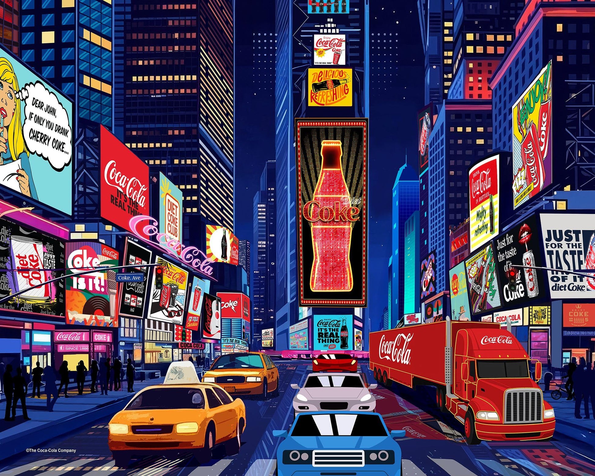 Springbok Coca-Cola City Nights 1000 Piece Jigsaw Puzzle for Adults - Poster Now Included - Unique Cut Pieces - Made in USA